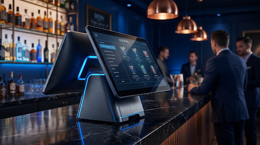 miPOS terminal on a bar counter
